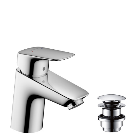Смеситель для раковины с донным клапаном Push-Open Hansgrohe Logis 71077000 хром